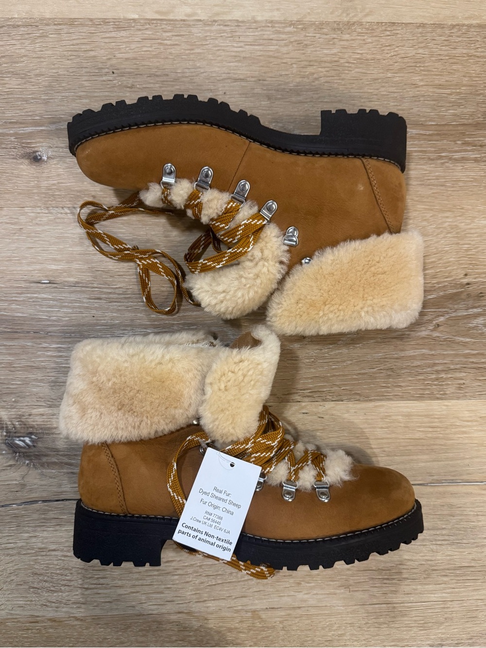 J.CREW Nordic Hiking Shearling Winter Boots Brown Nubuck 9 NWT